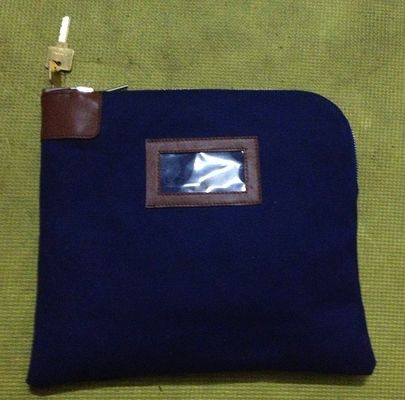 ODM OEM Canvas 11X6inch Zippered Sacos de depósito bancário com 2 chaves Canvas Bloqueio Zipper Saco de depósito bancário com PVC bolso com 2 chaves Zipper sacos bancários