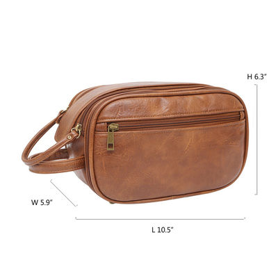 Vendas Quentes Homens Toiletry Kits impermeável PU material de couro de viagem Zipper Saco