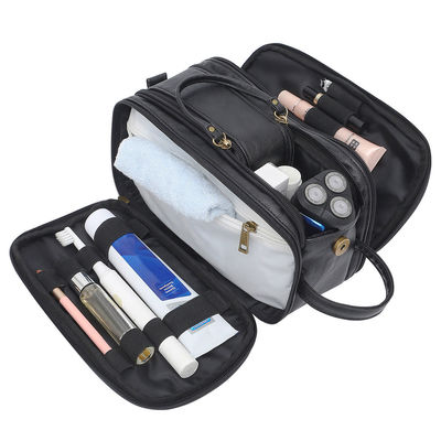 Vendas Quentes Homens Toiletry Kits impermeável PU material de couro de viagem Zipper Saco