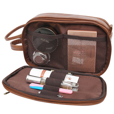 Curso de couro do saco da lavagem do arti'culo de tocador do plutônio dos homens do banheiro que barbeia Dopp Kit Water Resistant