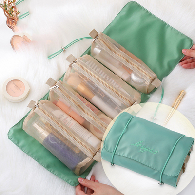 Quatro em um armazenamento portátil da escova da composição do curso de Mesh Folding Makeup Wash Bag