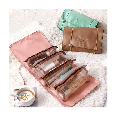 Quatro em um armazenamento portátil da escova da composição do curso de Mesh Folding Makeup Wash Bag