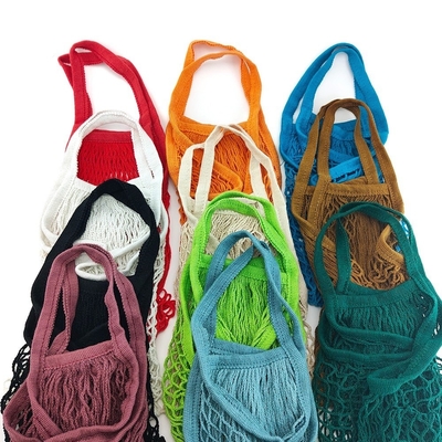 Algodão lavável reusável Mesh String Short Handle dos sacos de mantimento do vegetal de fruto