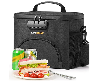 Saco de almoço isolado com fechadura combinada - Saco durável, à prova de vazamento, suave, mais frio, com alça de ombro ajustável para homens mulheres