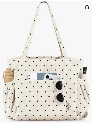 Bolsa Tote Aconchegante de Veludo Cotelê Miss Adola para Mulheres com Múltiplos Bolsos e Zíper, Grande Capacidade, Bolsa de Ombro para Trabalho, Viagem e Compras